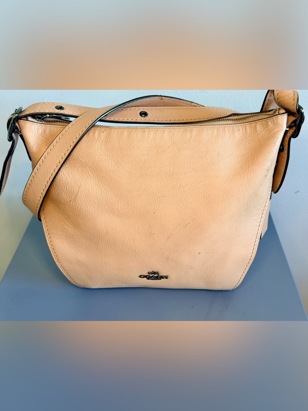 Coach 21377 Tan Pebbled Leather Shoulder Crossbody Bag